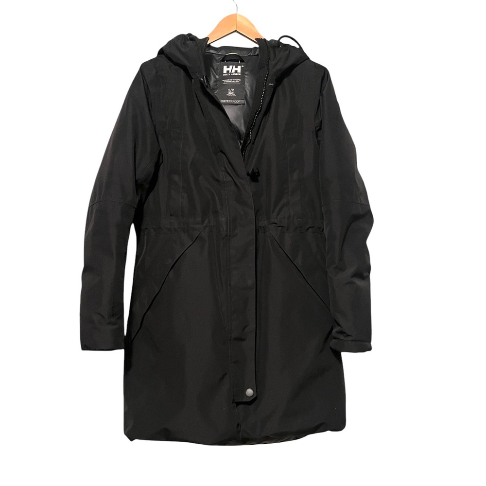 Helly Hansen Black Hooded Trench Raincoat